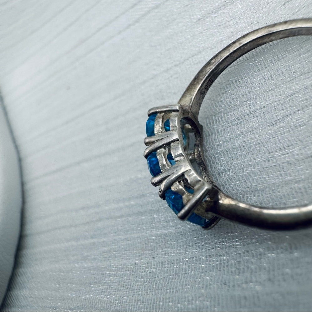 S925 Triple Oval Swiss Blue Topaz Ring