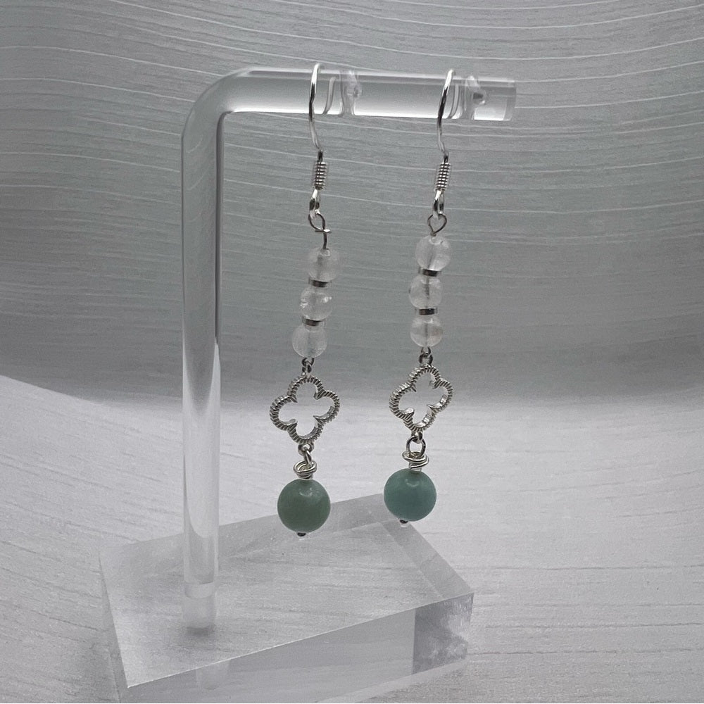#1002 S925 Moonstone & Larimar Dangle Earrings