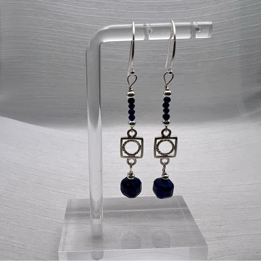 #9204 S925 Lapis Geometric Dangle Earrings