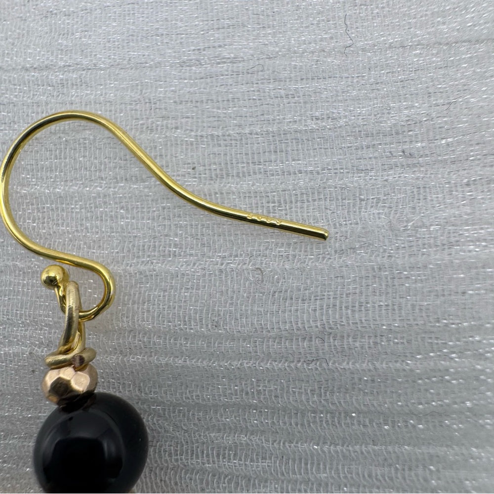 #9019 S925 Black Onyx Dangle Earrings