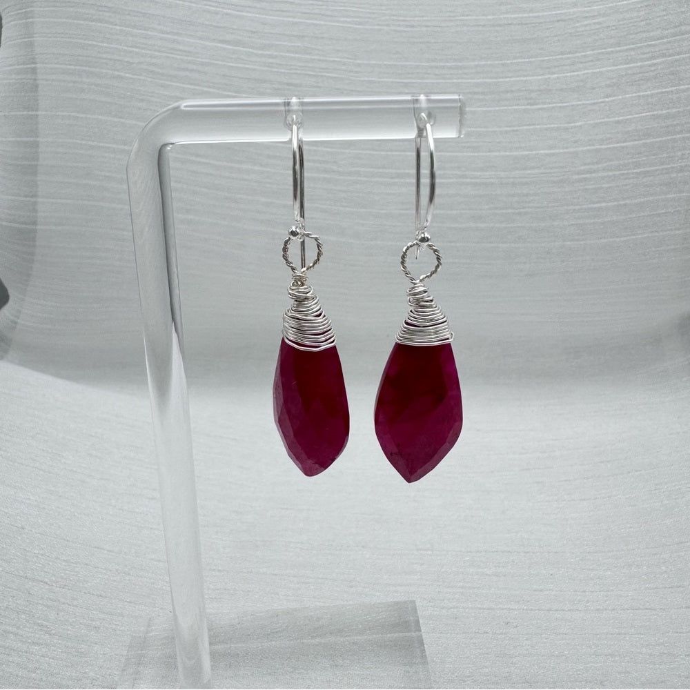 #931 S925 Large Ruby Dangle Earrings