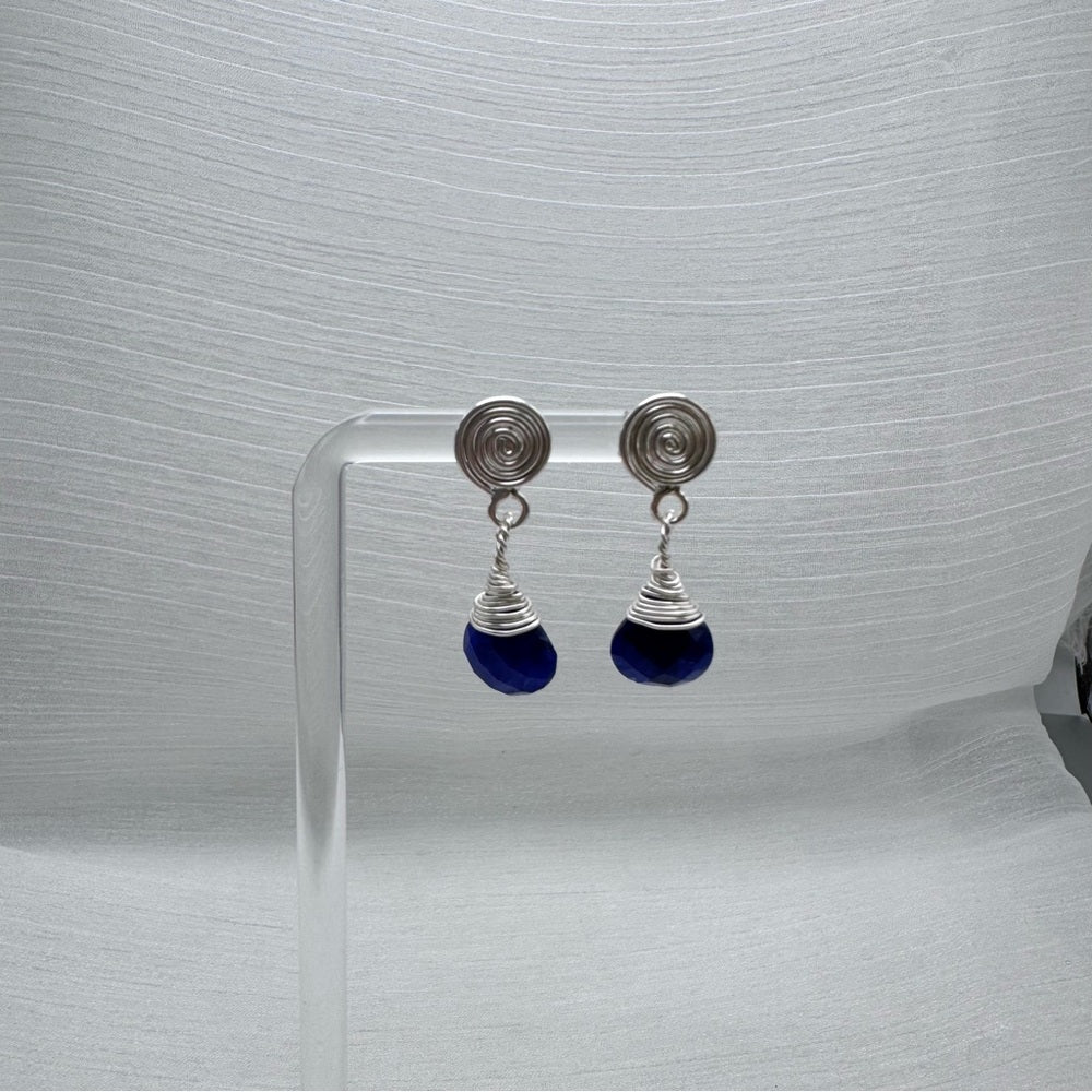 #1120 S925 Sapphire Swirl Drop Earrings