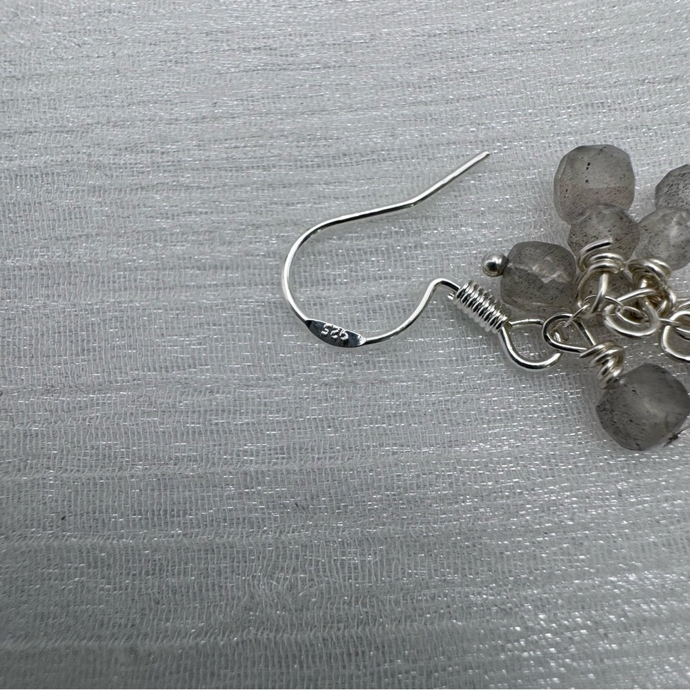 #9211 S925 Blue Topaz & Labradorite Dangle Earrings