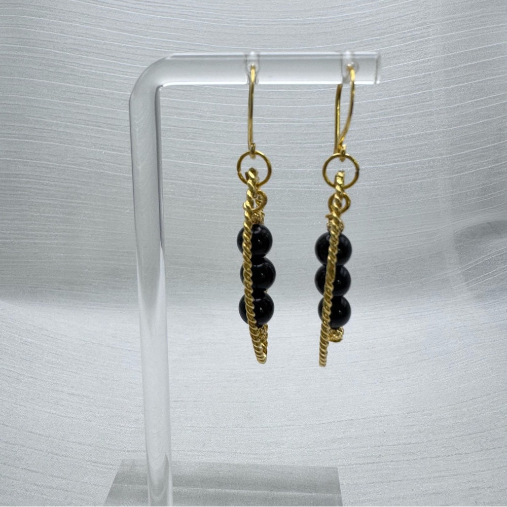 #9001 S925 Black Onyx Dangle Earrings