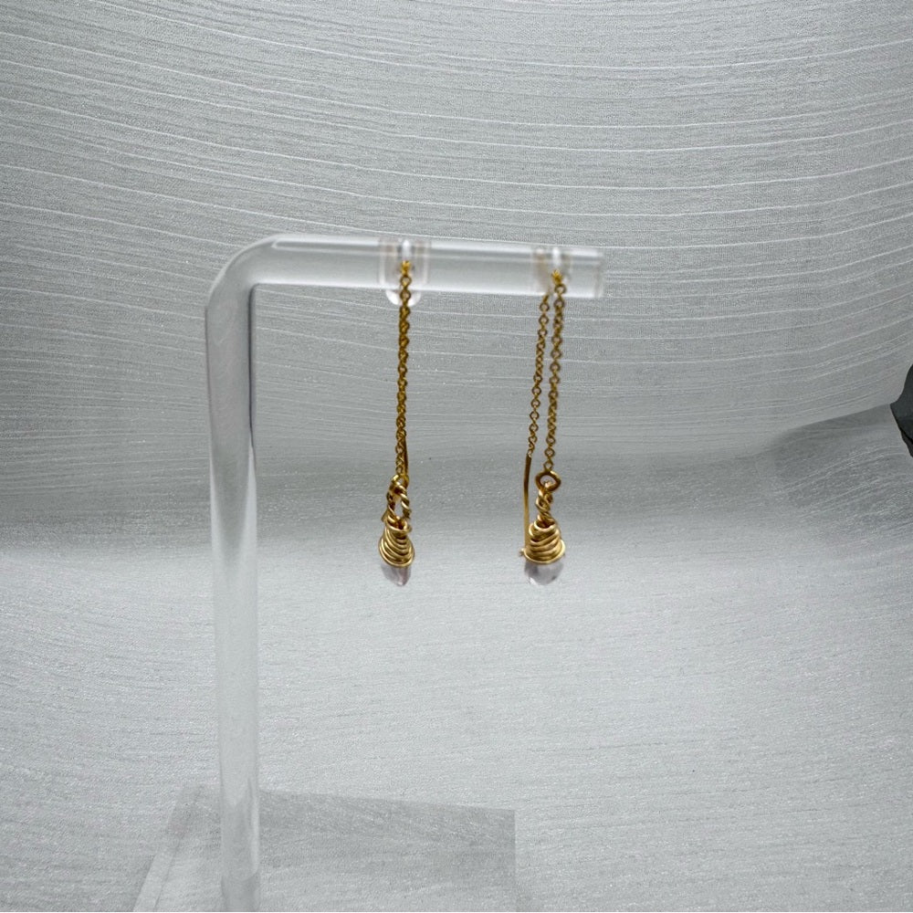 #1100 S925 Rose Quartz Threader Earrings