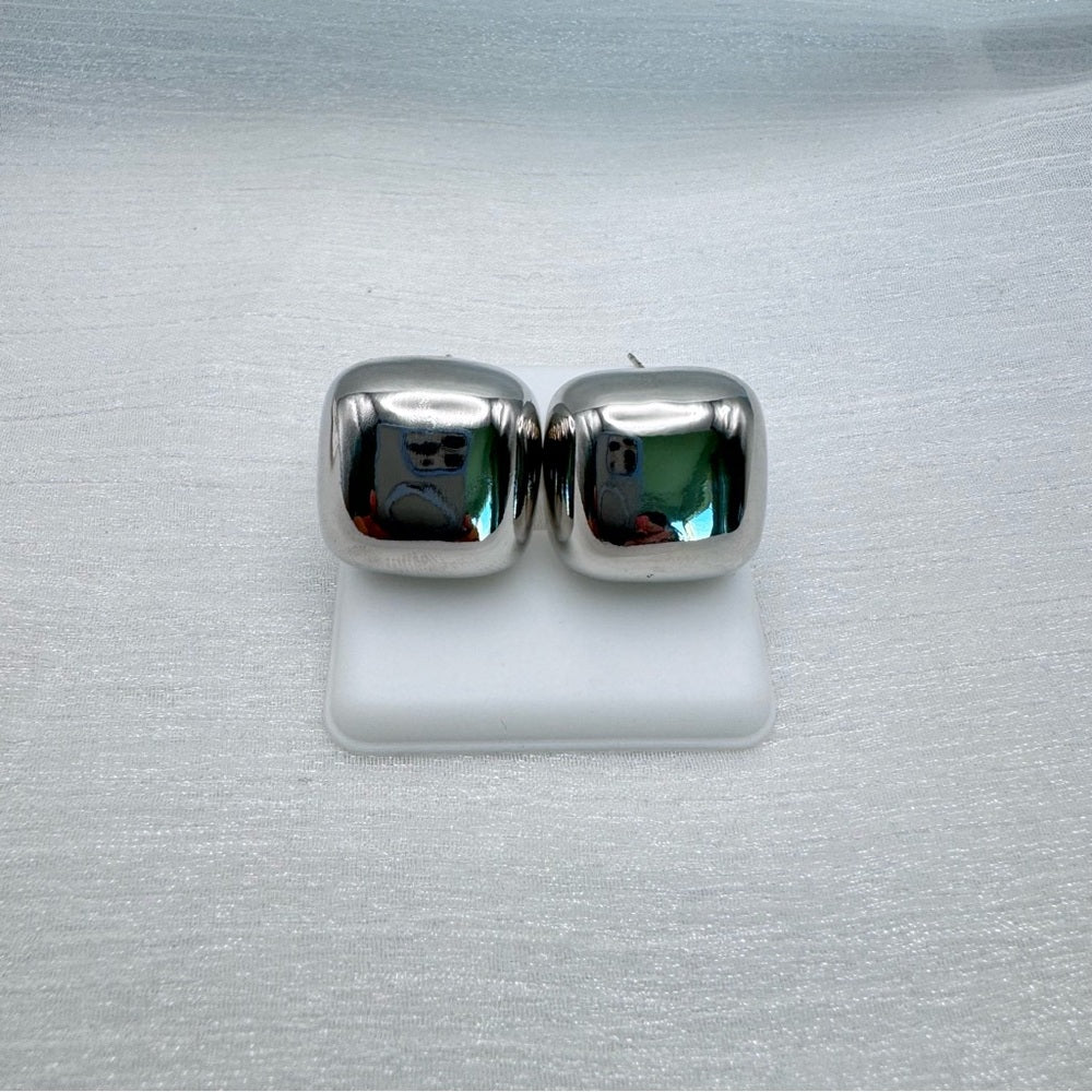 Stainless Steel Chunky Square Earrings
