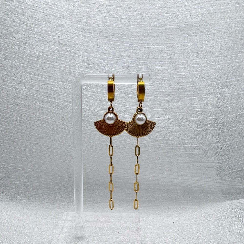 Pearl Dangle Chain Earrings