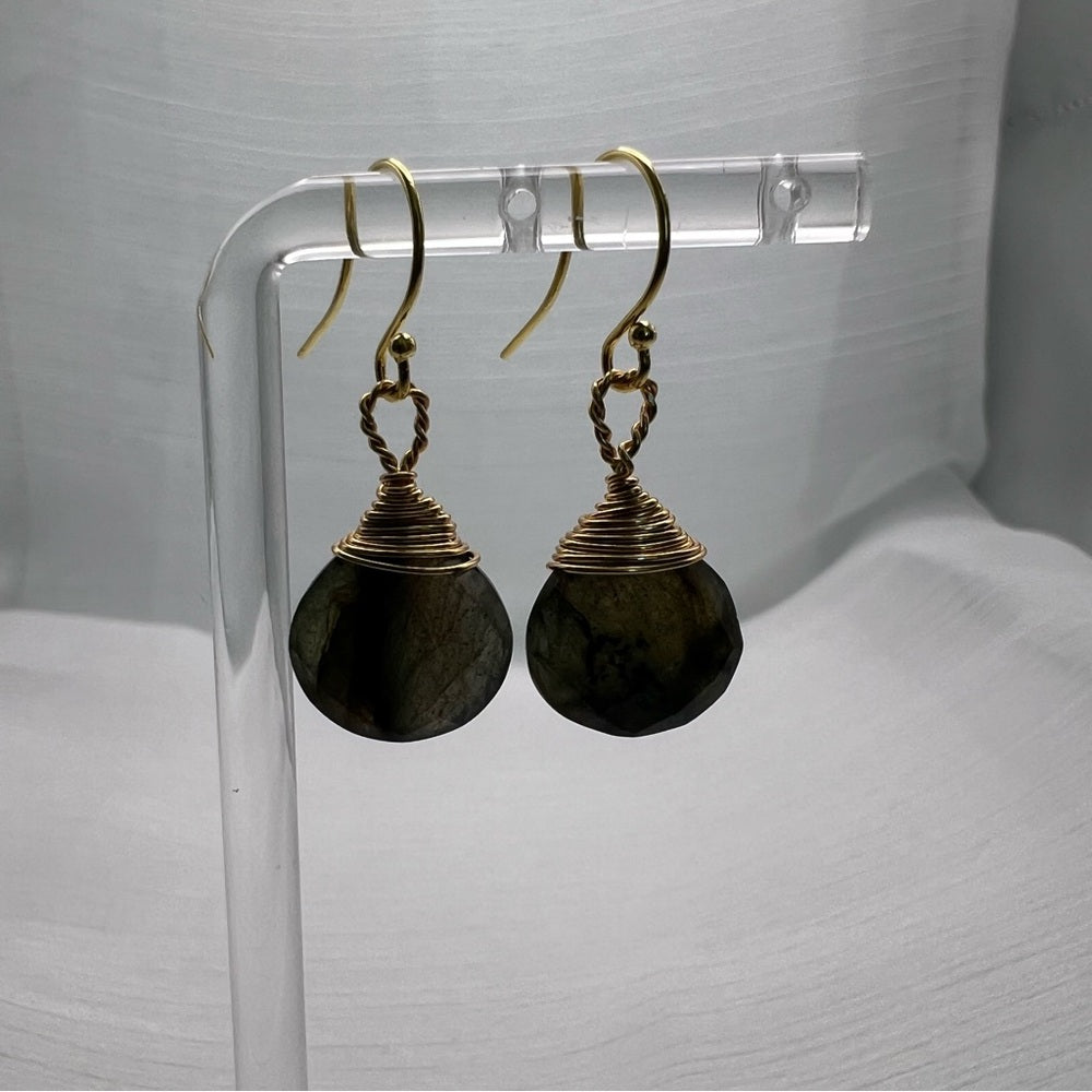 HK9302 S925 Labradorite Hook Earrings