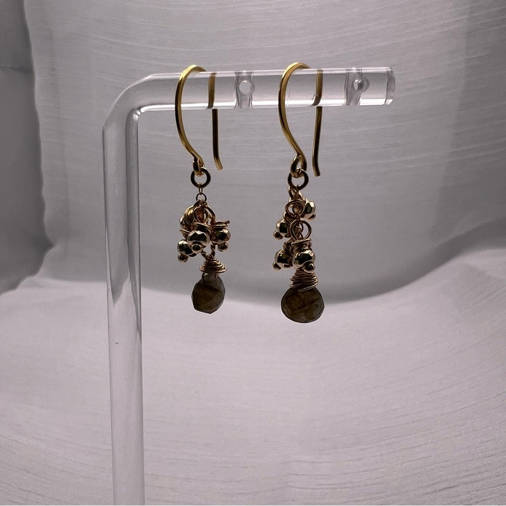 HK1171 S925 Labradorite & Hematite Dangle Earrings