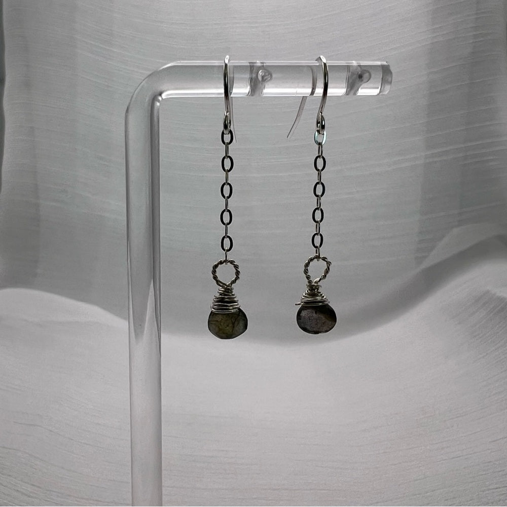 HK17890 S925 Labradorite Dangle Earrings