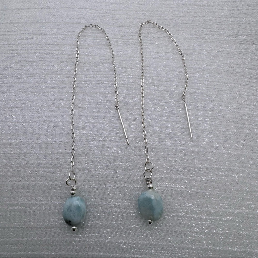 TH16011 S925 Larimar Threader Earrings