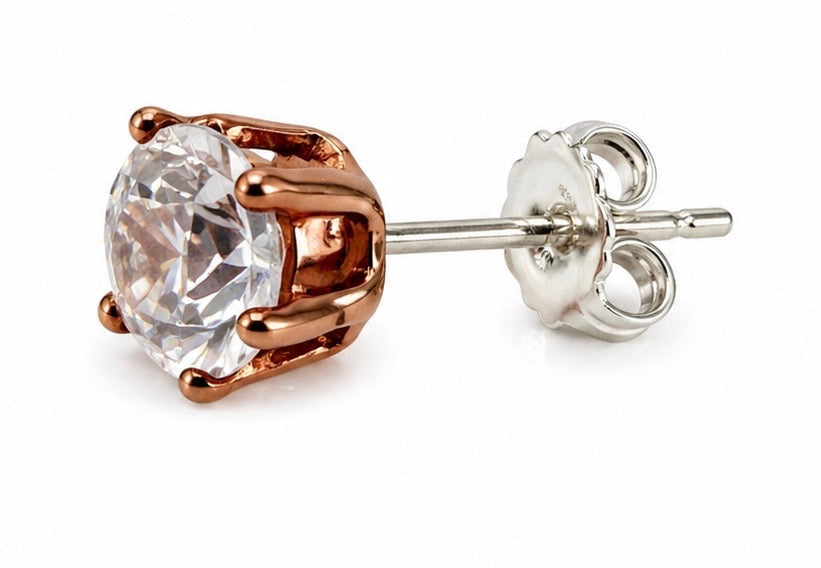 Small Crystal Rose Gold Stud Earrings