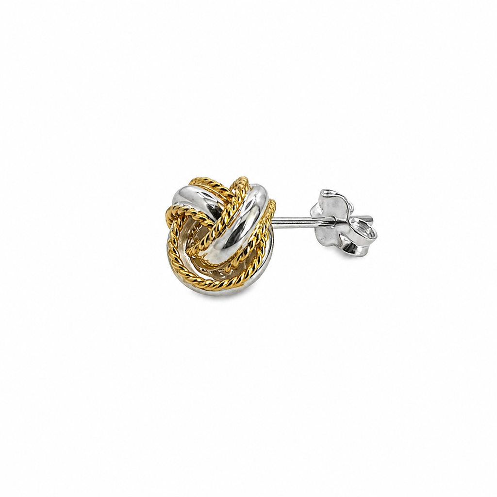 Two-Tone Knot Stud Earrings