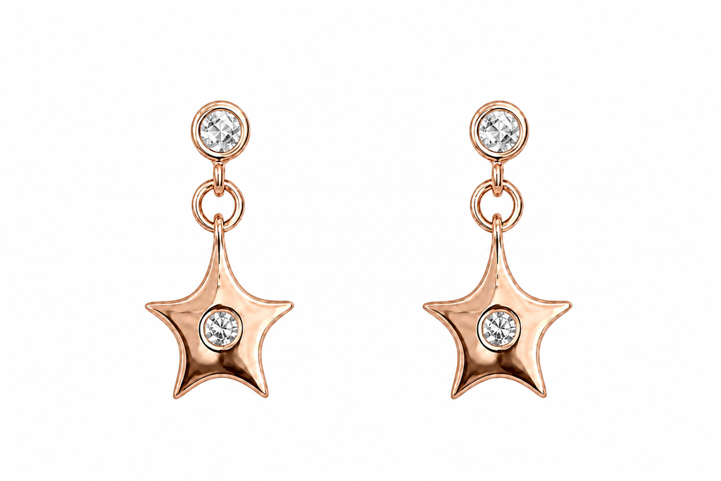 Star Dangle Rose Gold Stud Earrings