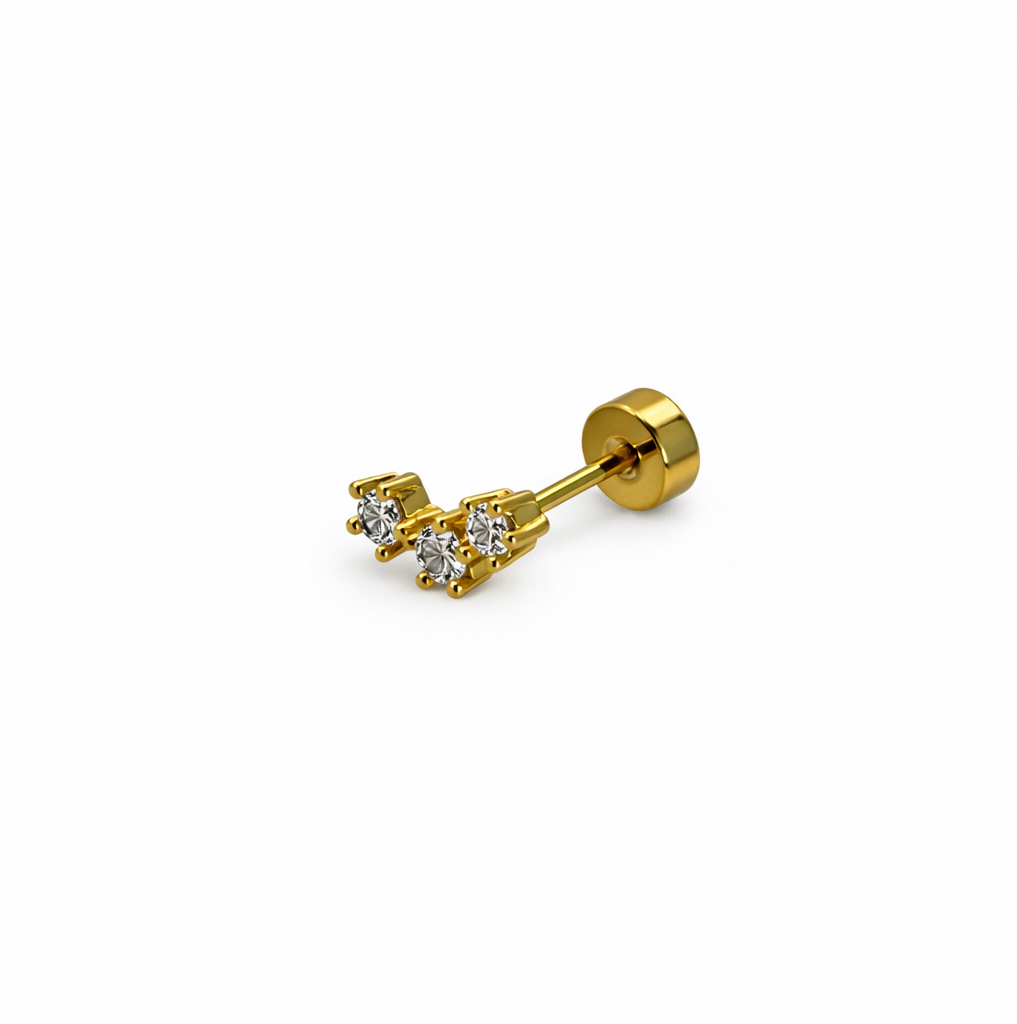 Triple Crystal Screwback Earring
