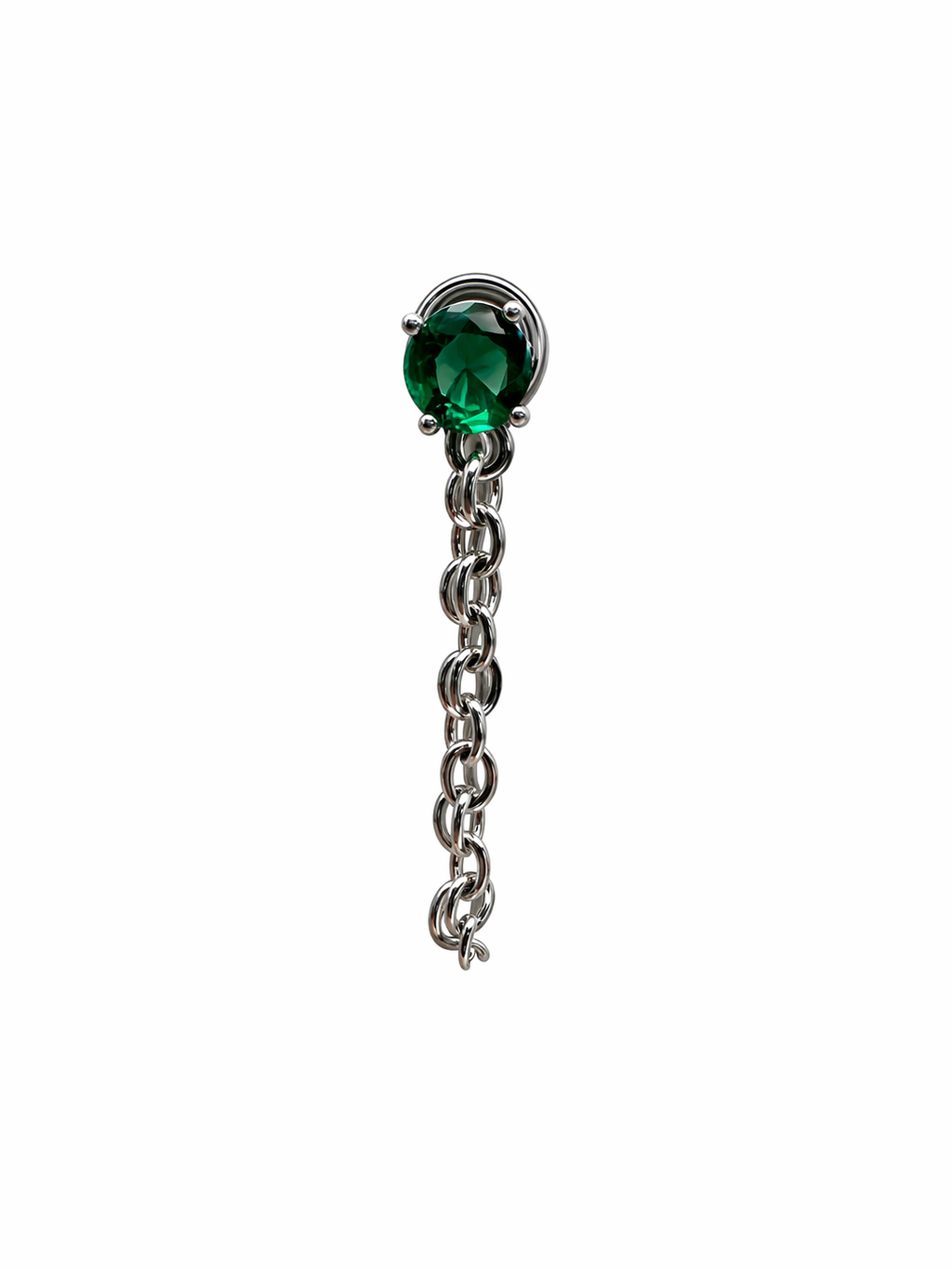 Green Crystal Chain Screwback Earring