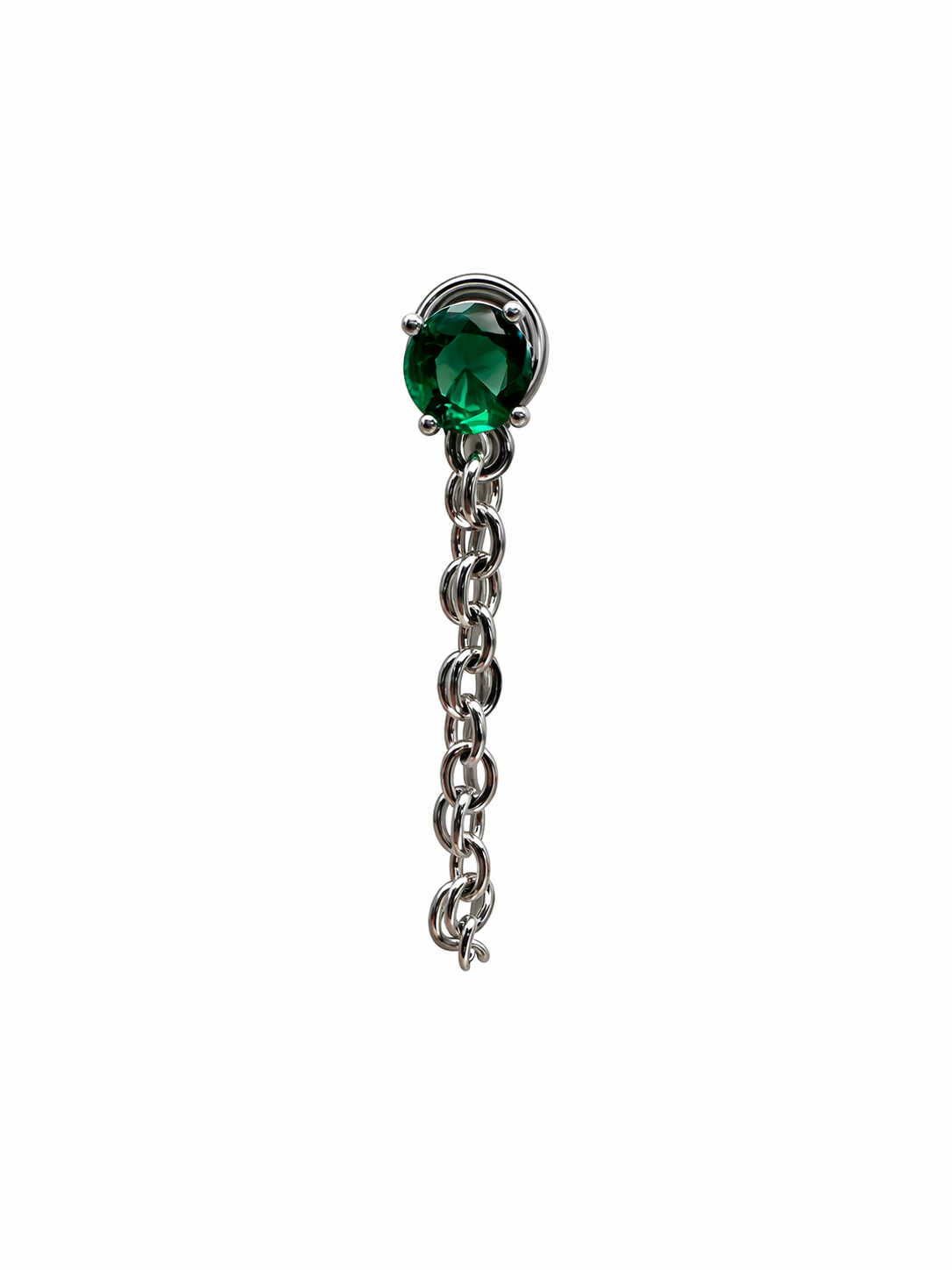 Green Crystal Chain Screwback Earring