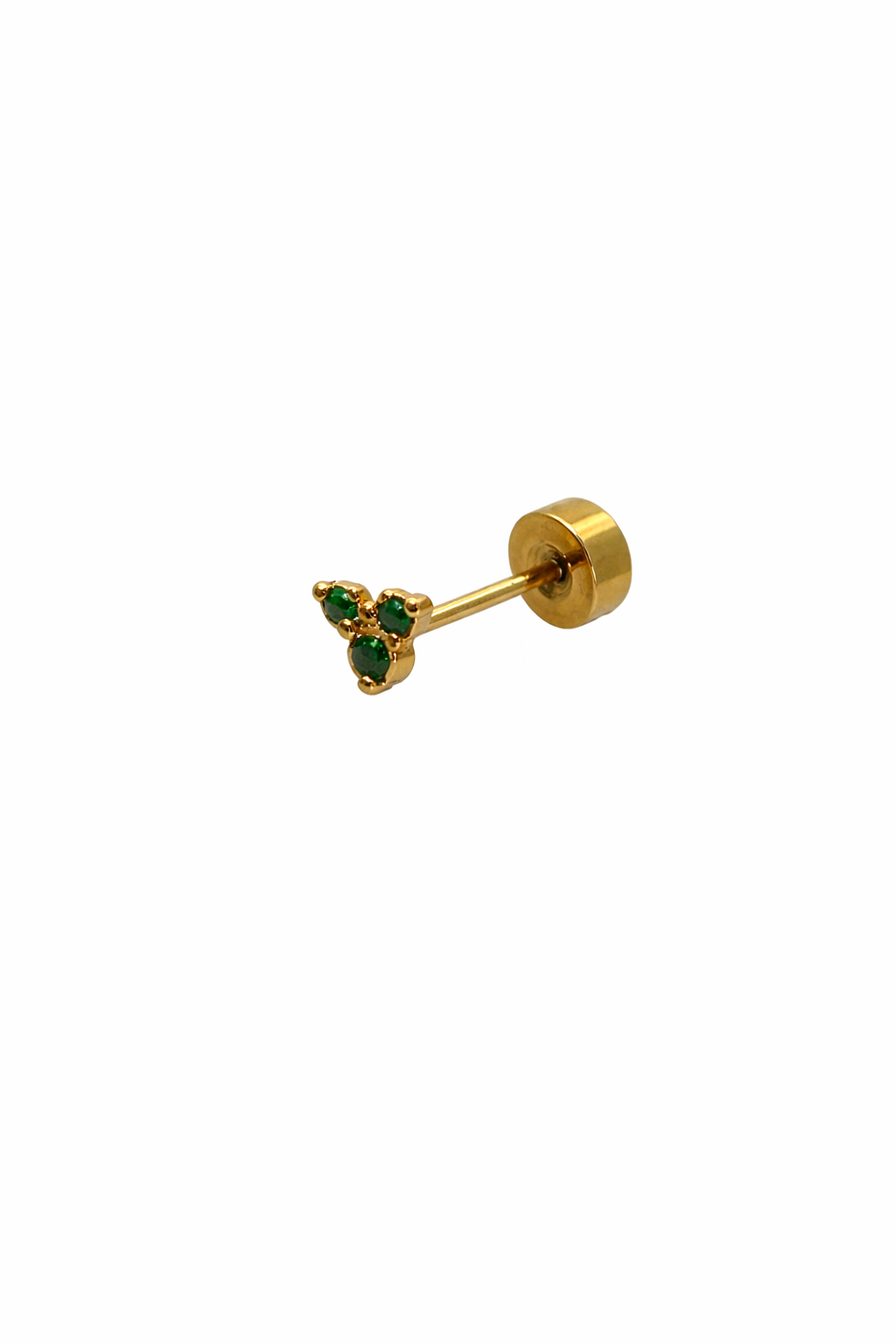 Triple Green Crystal Screwback Earring