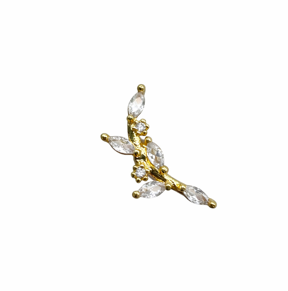 Crystal Leaves Screwback Earring