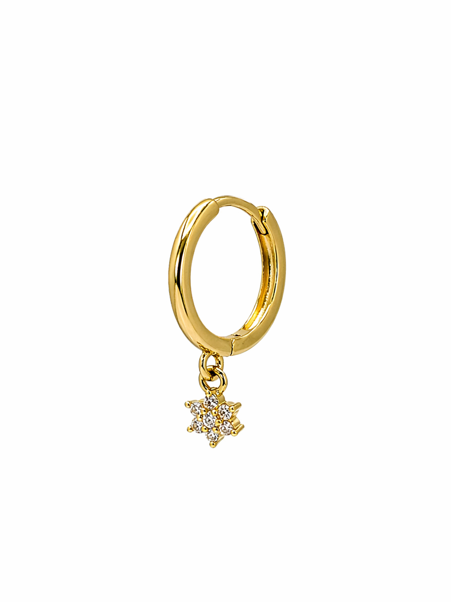 Halo Bloom Dangle Gold Huggies