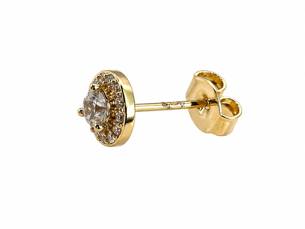 Medium Crystal Gold Stud Earrings