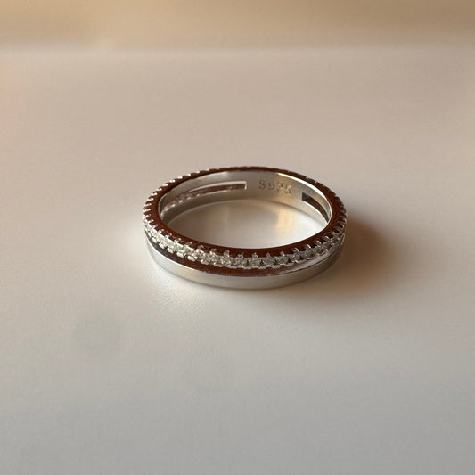 Silver Double Eternity & Solid Band Ring