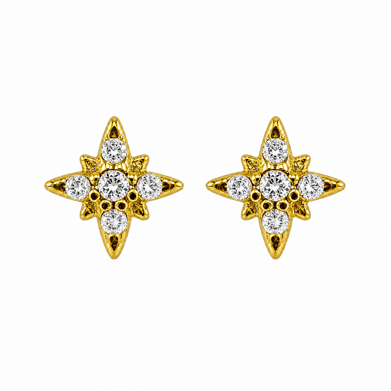 Small Crystal Gold Stud Earrings