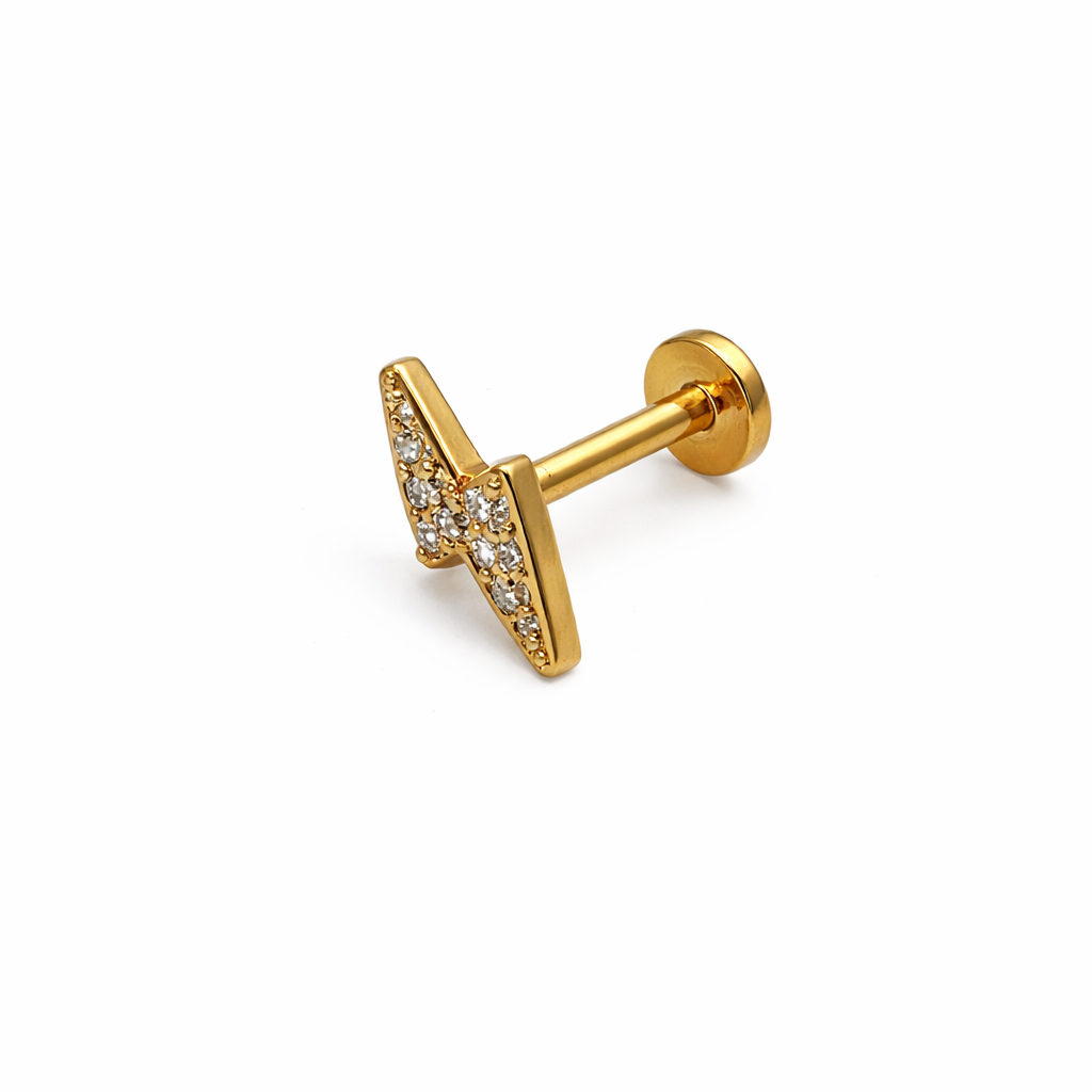 Crystal Lightning Bolt Screwback Earring