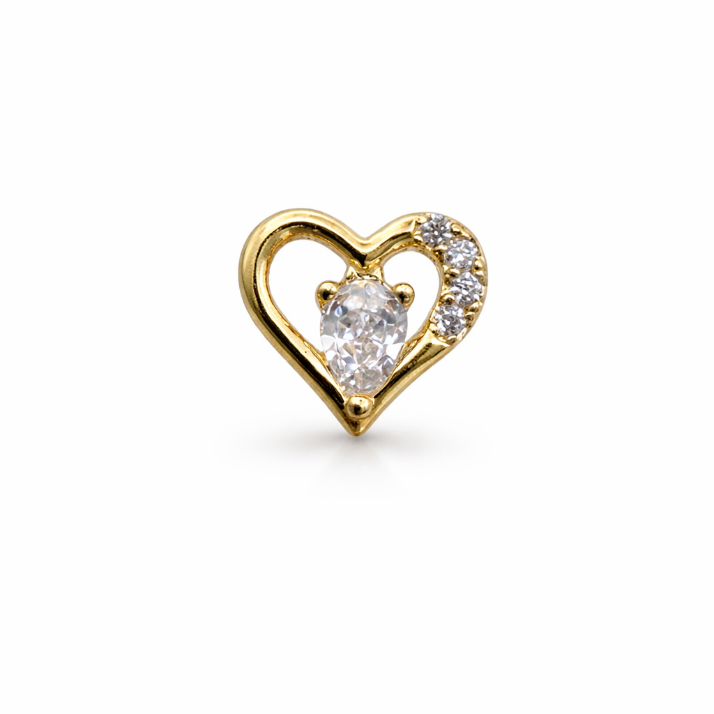 Cutout Crystal Heart Screwback Earring