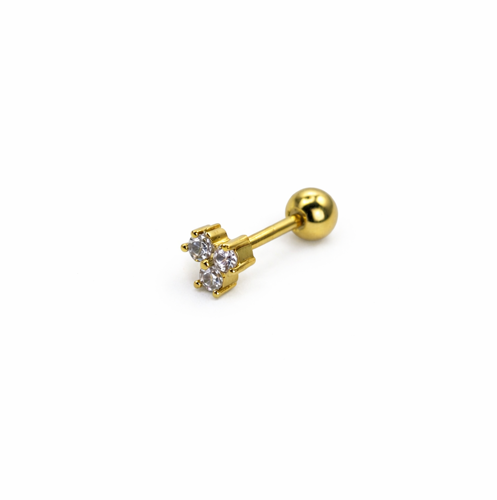Triple Crystal Screwback Earring