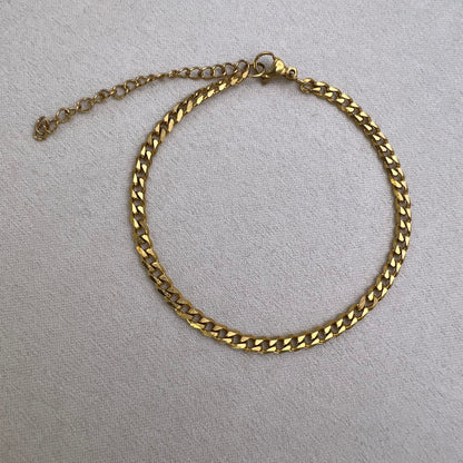Gold Diamond Cut Cuban Link Chain Bracelet