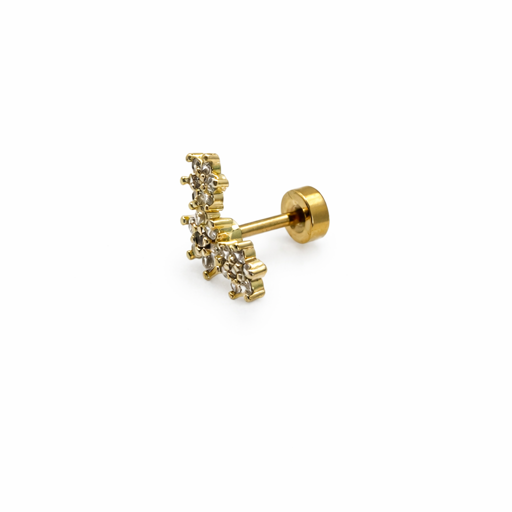 Triple Flower Crystal Screwback Earring