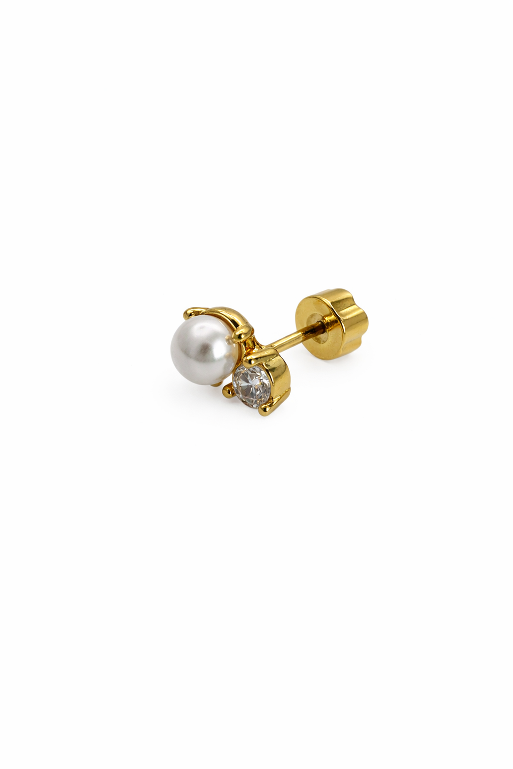 Pearl Crystal Screwback Earring
