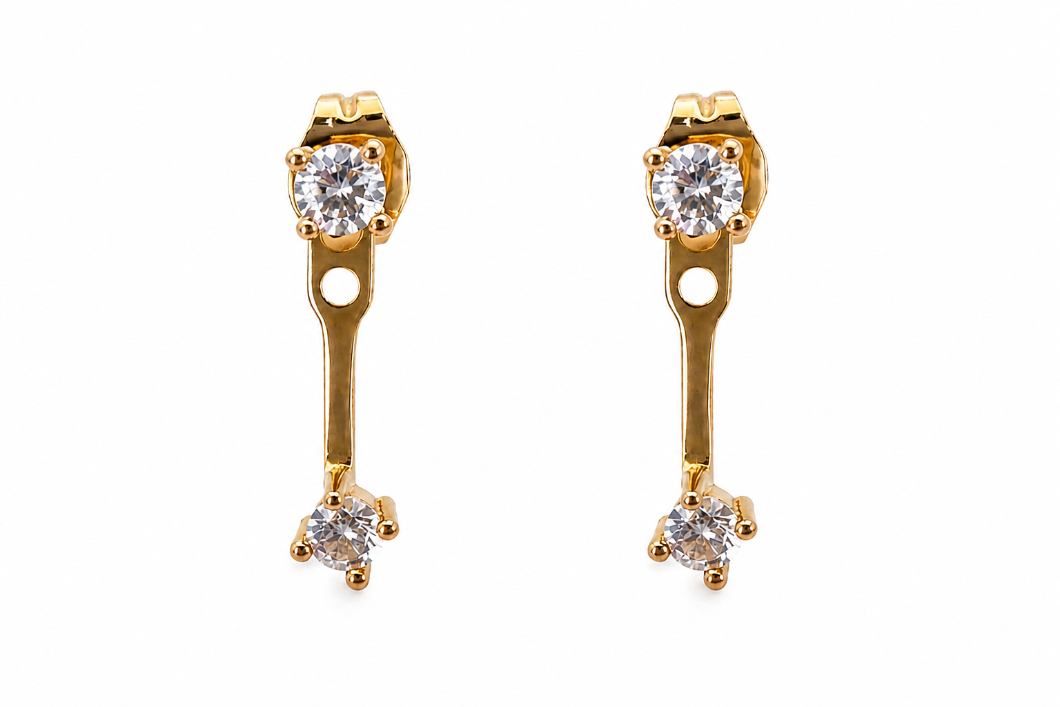 Adjustable Crystal Gold Stud Earrings