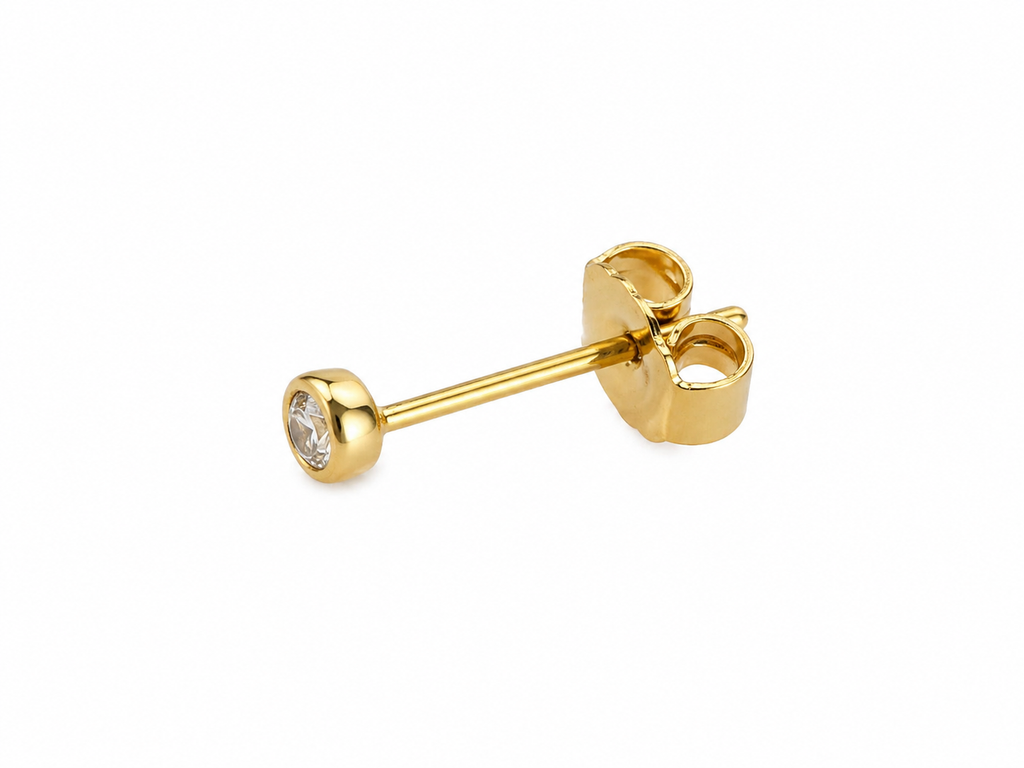 Petite Bezel Crystal Gold Stud Earrings