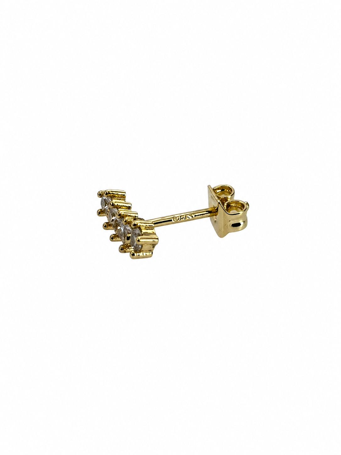 Long Drop Crystal Gold Stud Earrings