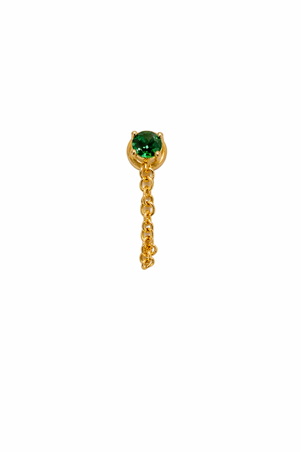 Green Crystal Chain Screwback Earring
