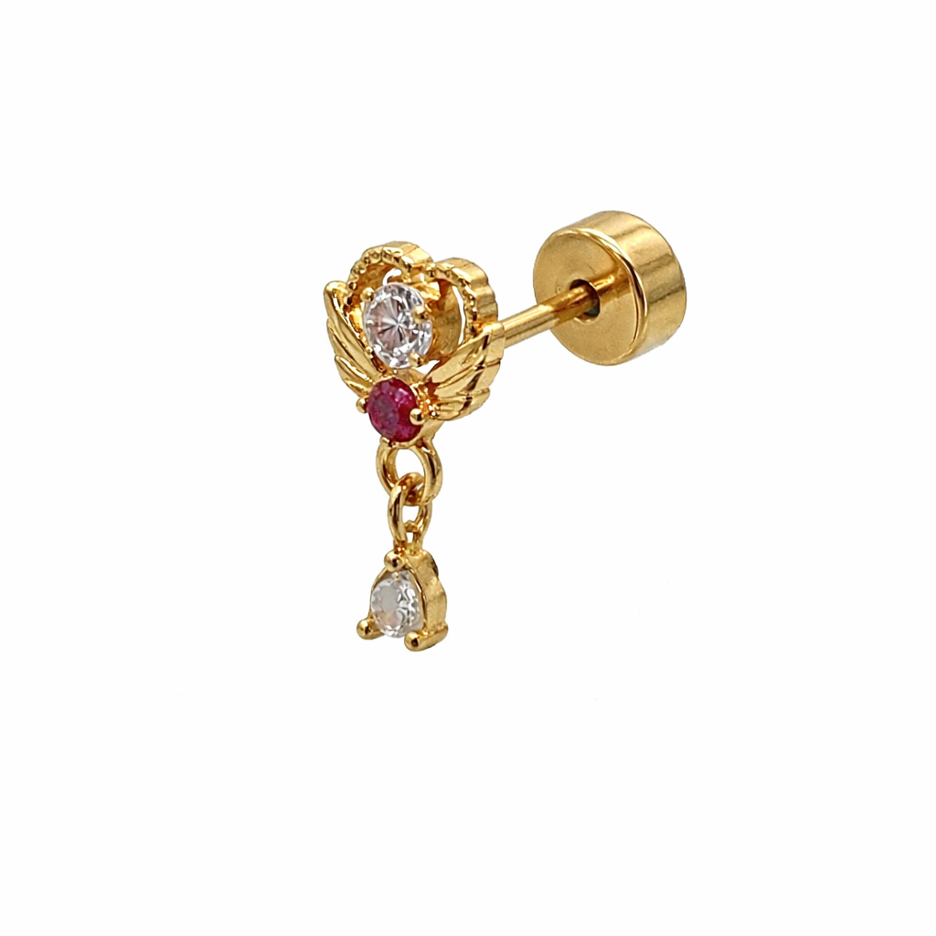Heart Dangle Crystal Screwback Earring