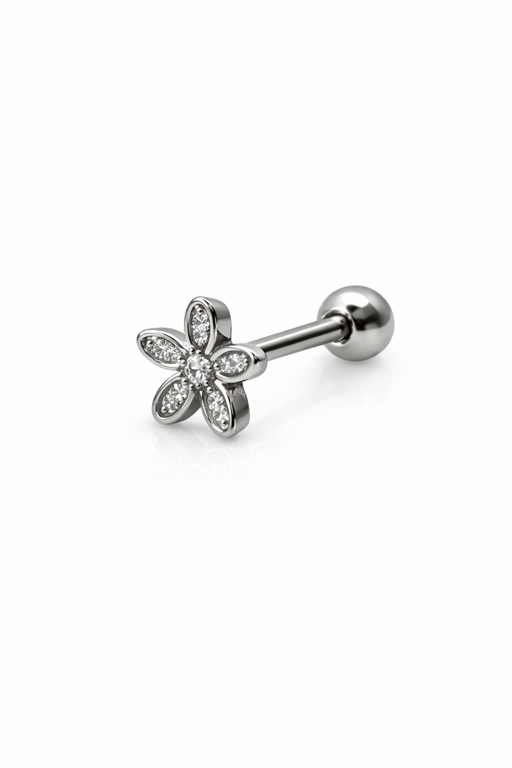 Crystal Flower Screwback Earring