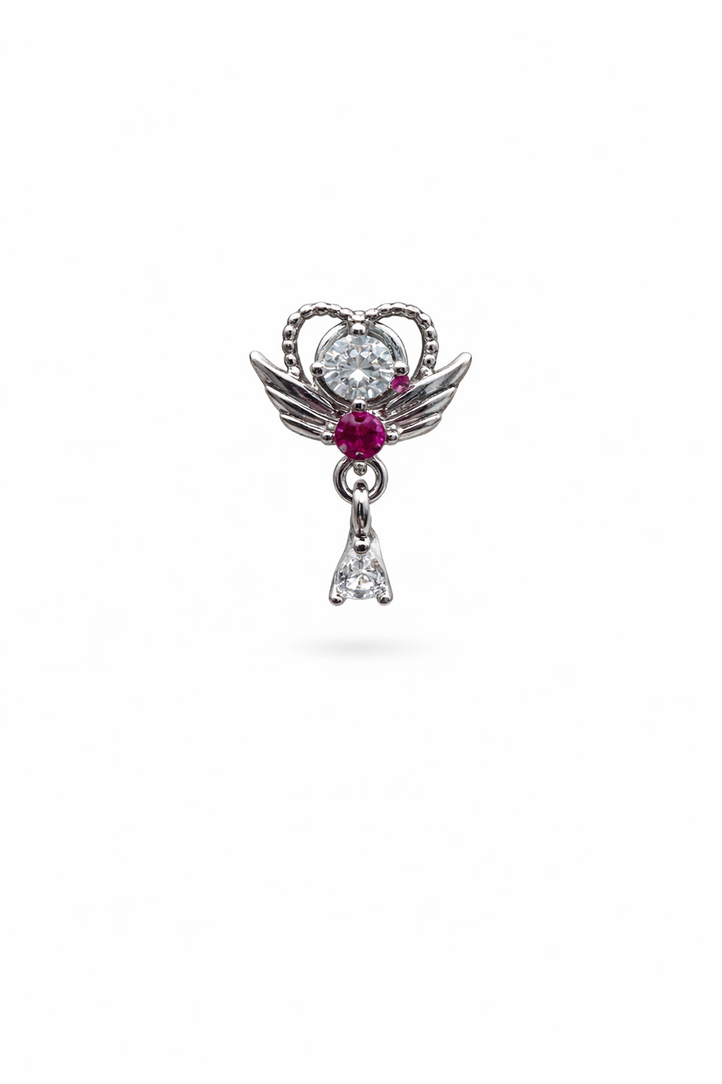 Crystal Heart Dangle Screwback Earring