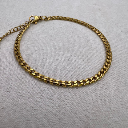 Gold Diamond Cut Cuban Link Chain Bracelet