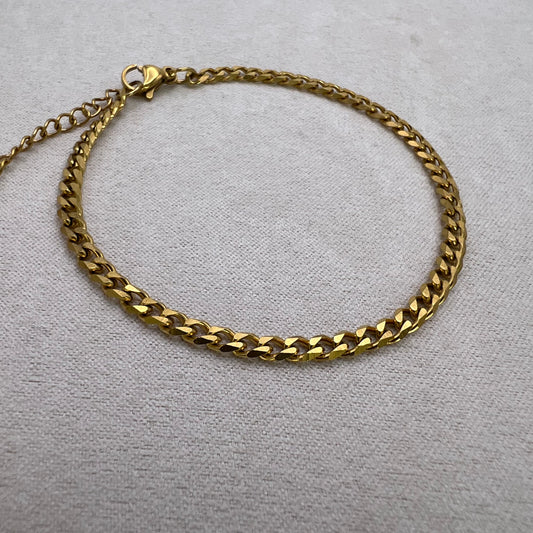 Gold Diamond Cut Cuban Link Chain Bracelet