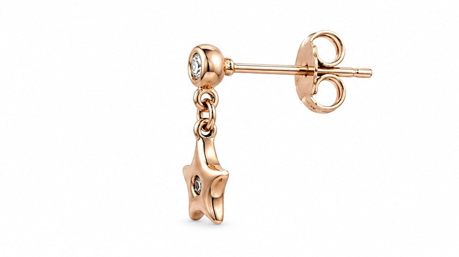 Star Dangle Rose Gold Stud Earrings