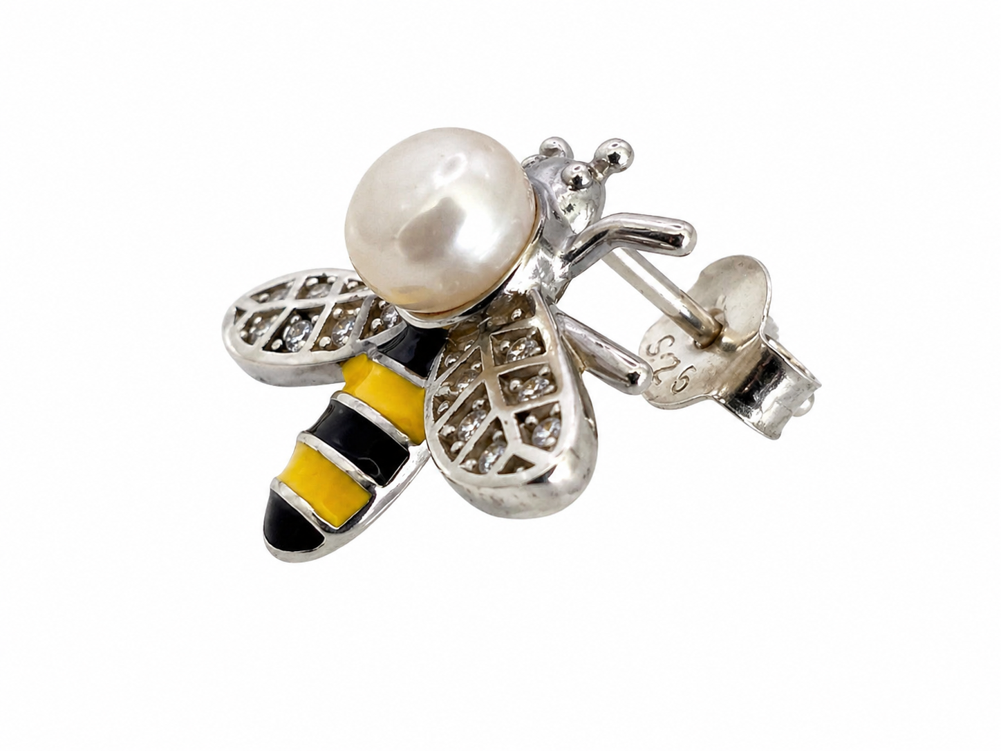Pearl Bumblebee Stud Earrings