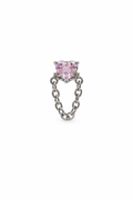Crystal Heart Chain Screwback Earring