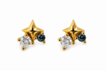 Large Blue Crystal Star Gold Stud Earrings