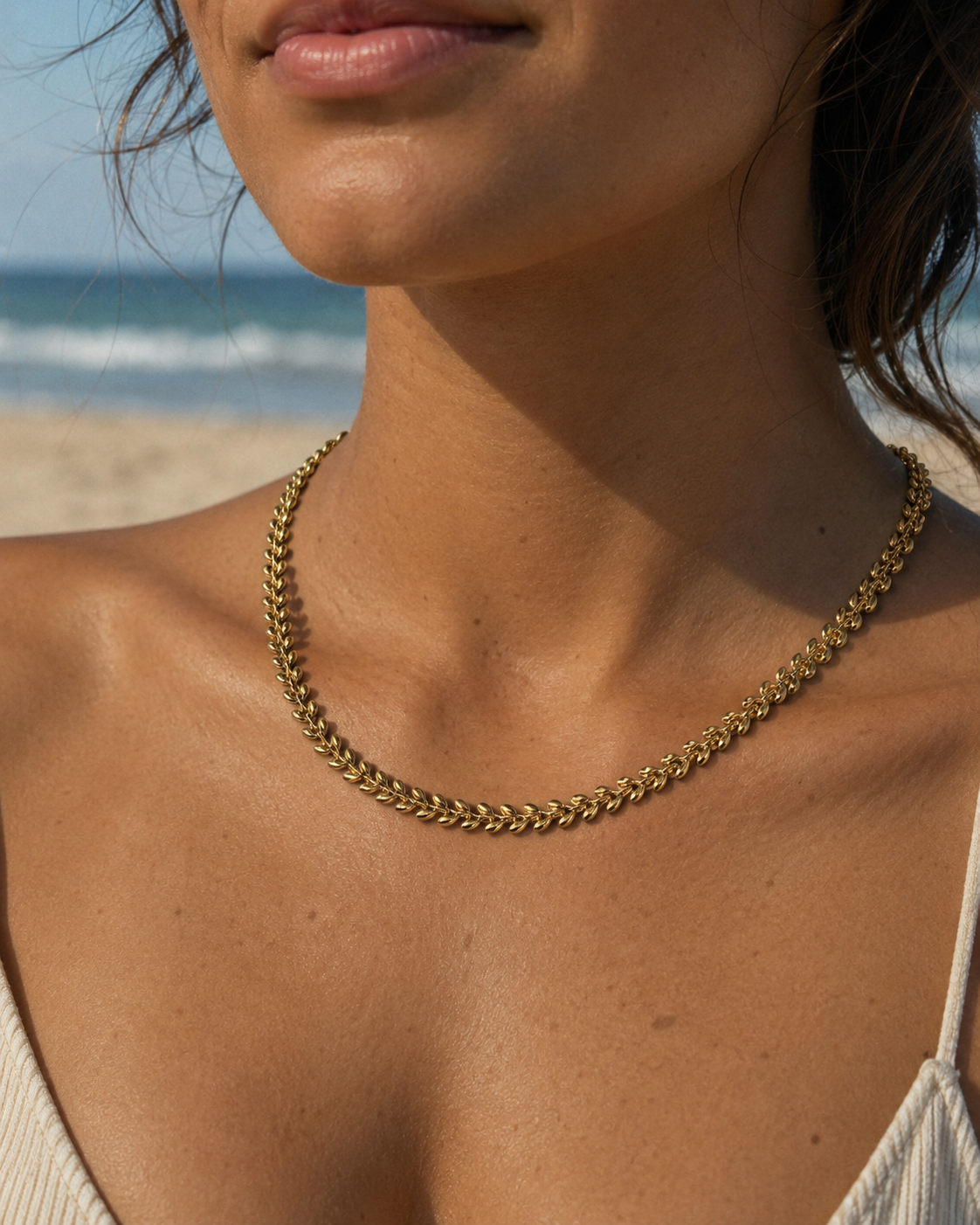 5mm Gold Puffy Leaf Link Chain