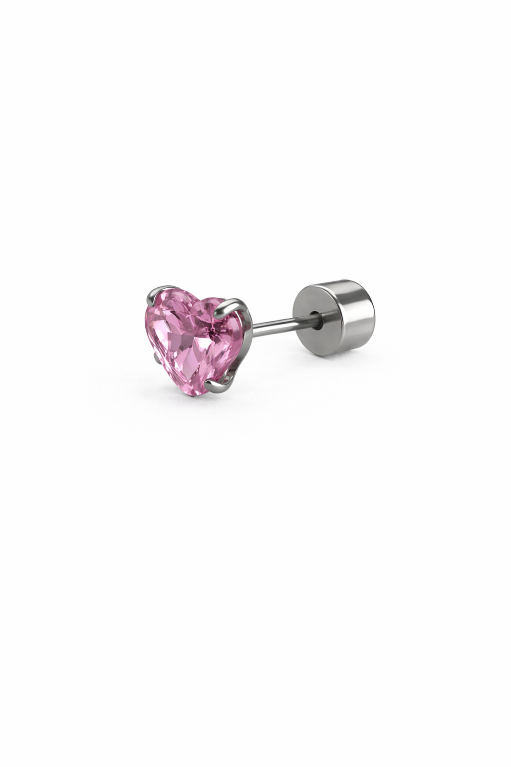 Pink Heart Crystal Screwback Earring