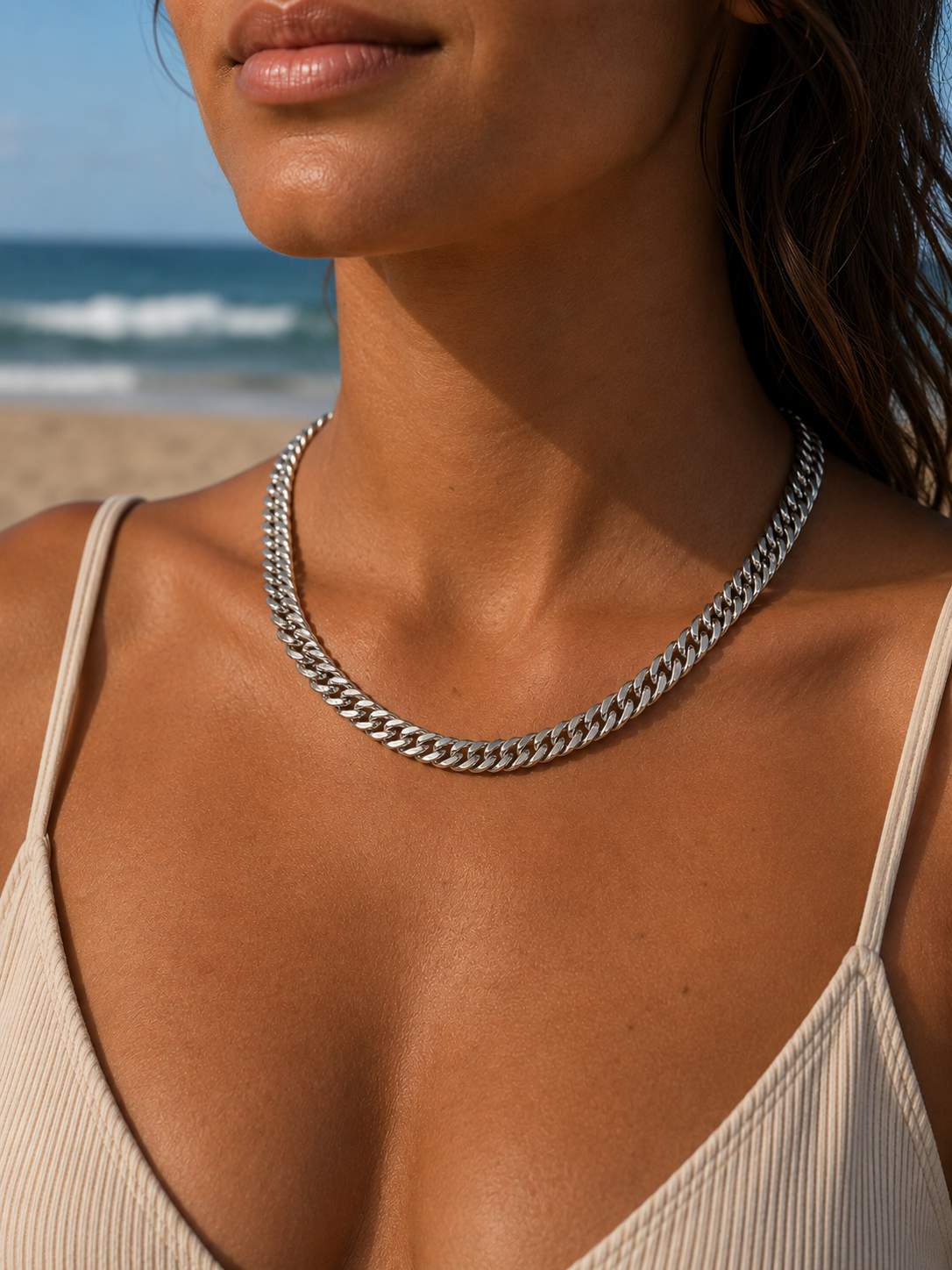 4mm Silver Cuban Link Chain w/ Box Clasp