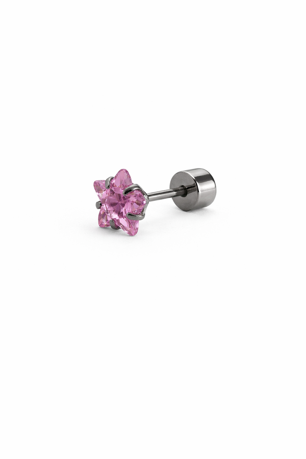 Pink Crystal Star Screwback Earring